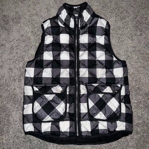 WOOLRICH Puffer Vest Womens L Buffalo Plaid DUCK DOWN Full Zip Sleeveless Jacket